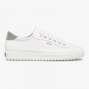 Keds Demi Trx Leather Sneakers Kadın White/Silver | AMUSY-8706