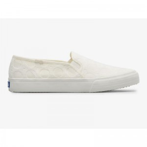 Keds Double Decker Circle Crochet Makosen Ayakkabı Kadın Beyaz | FMJKI-9058