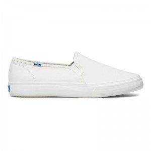 Keds Double Decker Deri Makosen Ayakkabı Kadın Beyaz | KDPIH-8617