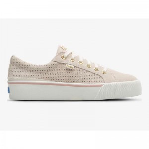 Keds Jump Kick Duo Perf Süet Platform Sneakers Kadın Açık Pembe | DVYXQ-9254