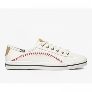 Keds Kickstart Pennant Lace Ups Kadın Beyaz | NOAVY-9348