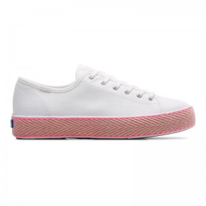 Keds Triple Kick Kanvas Jute Foxing Canvas Kadın Pembe | RYACU-3604