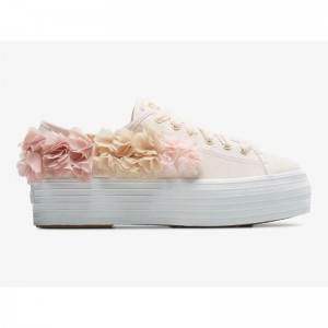 Keds Triple Up Floral Applique Celebrations Platform Sneakers Kadın Pembe | OUZEY-0241