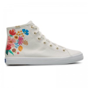 Keds x Rifle Paper Co. Kickstart Hi Kanvas Canvas Kadın Beyaz | XLAYZ-4607