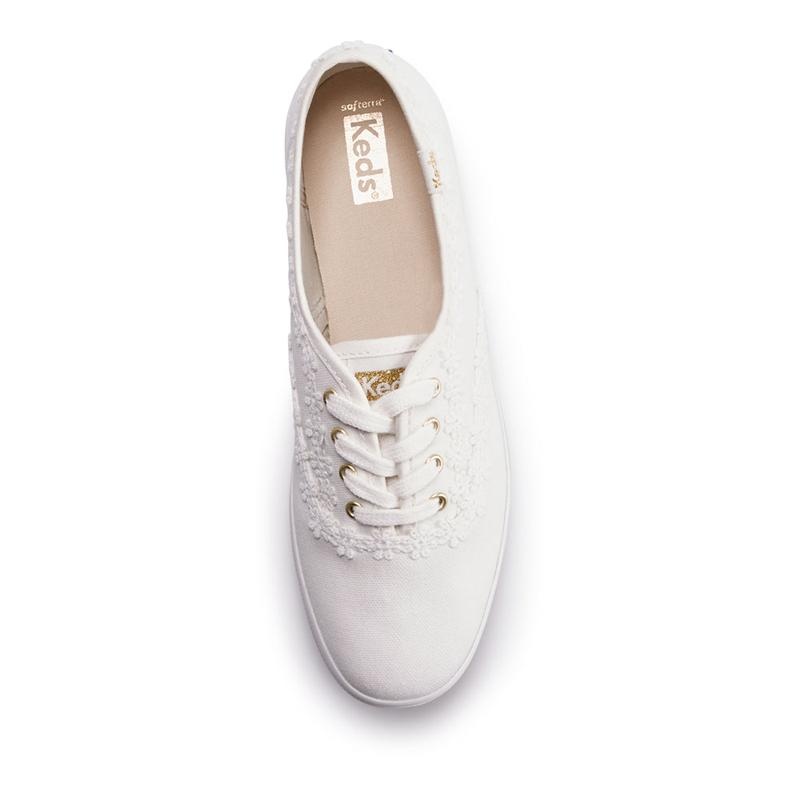 Keds Champion Crochet Trim Kanvas Canvas Kadın Beyaz | JNGZF-6248
