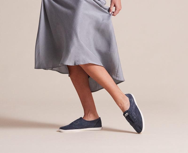 Keds Chillax Washable Kanvas Twill Makosen Ayakkabı Kadın Lacivert | PQBUY-5837