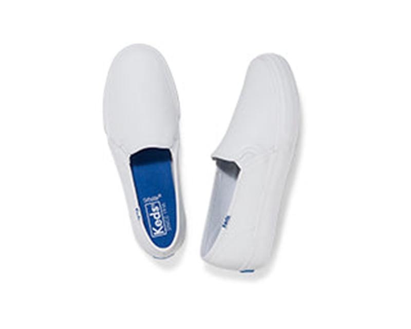 Keds Double Decker Deri Leather Sneakers Kadın Beyaz | UKFXS-7032