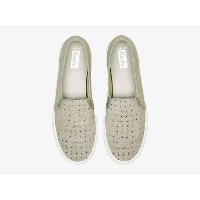 Keds Double Decker Perf Süet Makosen Ayakkabı Kadın Gri | WOBPQ-5237