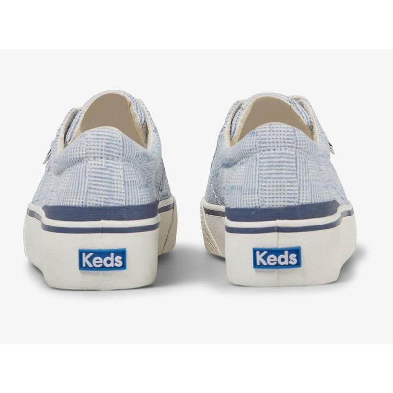 Keds Jump Kick Duo Kanvas Crosshatch Lace Ups Kadın Mavi | IRMSD-7524
