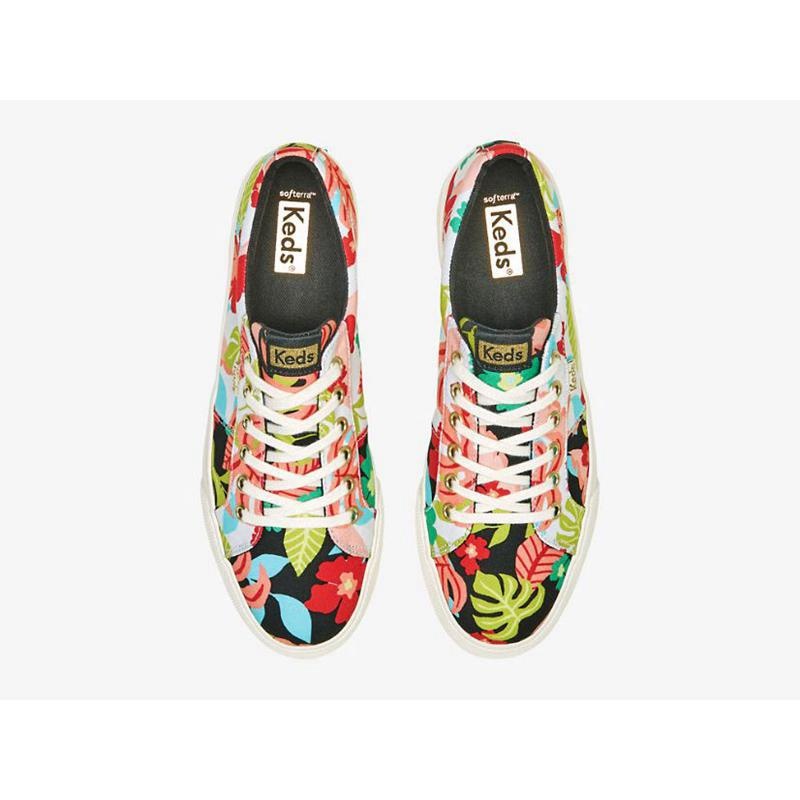 Keds Jump Kick Duo Tropical Print Platform Sneakers Kadın Siyah Mercan | LSWHF-5810
