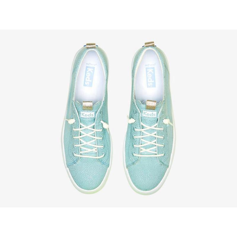 Keds Kickback Kanvas Dots Print Makosen Ayakkabı Kadın Açık Mavi Gümüş | JRWGC-4051