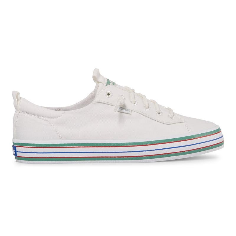 Keds Kickback Kanvas Stripe Foxing Canvas Kadın Beyaz | EQJYI-2598
