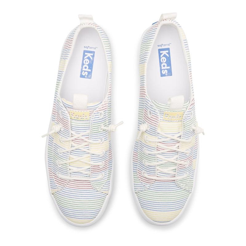 Keds Kickback Kanvas Surf Stripe Canvas Kadın White/Multicolor | OCMGJ-9457