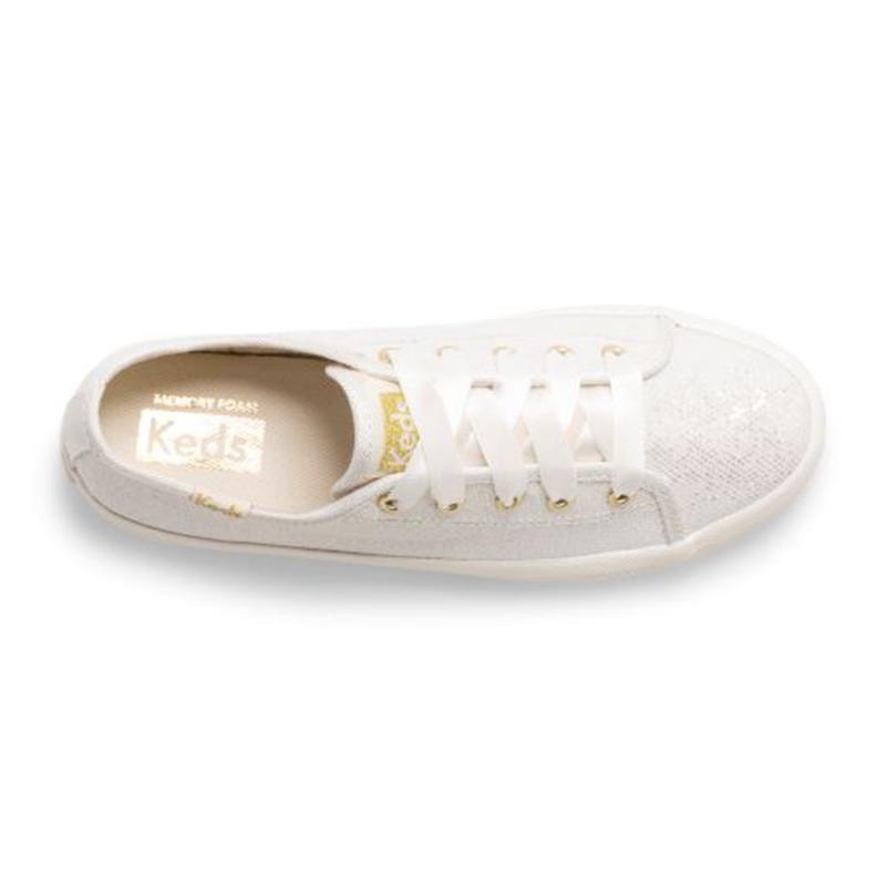 Keds Kickstart Celebrations Big Kid Canvas Çocuk Ivory Glitter Lightyellow | JEVFT-4178