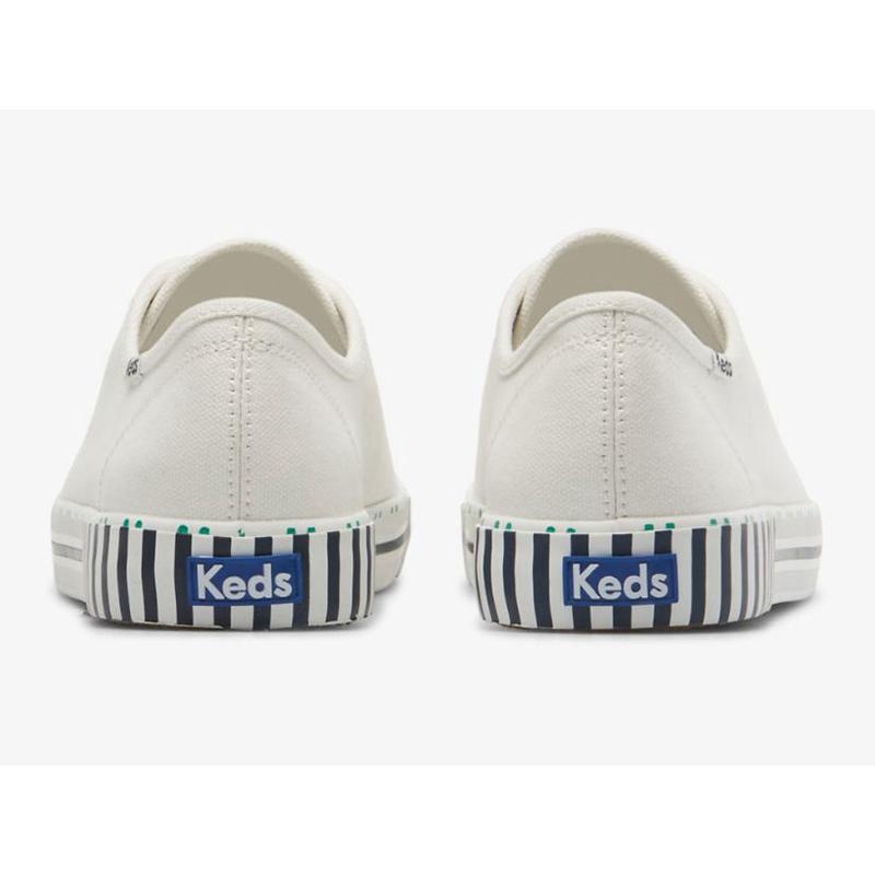 Keds Kickstart Tenis Stripe Lace Ups Kadın Beyaz Lacivert | SYBJA-8973