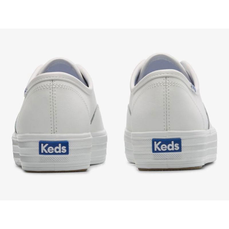 Keds The Platform Deri Lace Ups Kadın Beyaz | FHCJA-7315