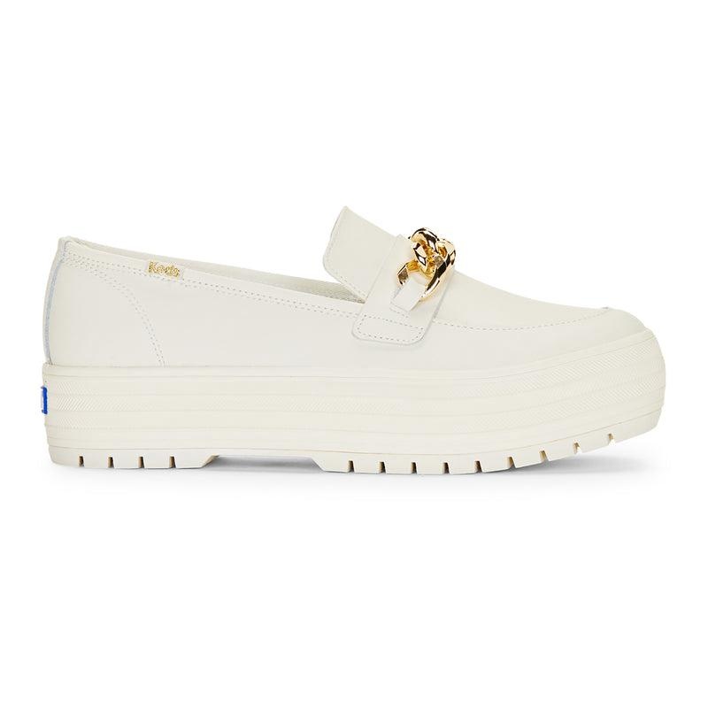 Keds Triple Decker Loafer Lug Chain Applique Ivory Platform Sneakers Kadın Ivory/Gold | ICSLB-0417