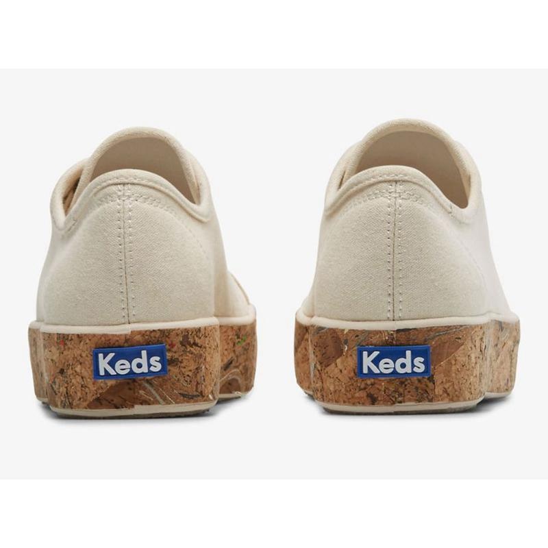 Keds Triple Kick Cork Foxing Lace Ups Kadın Bej Rengi | GYXRZ-2793
