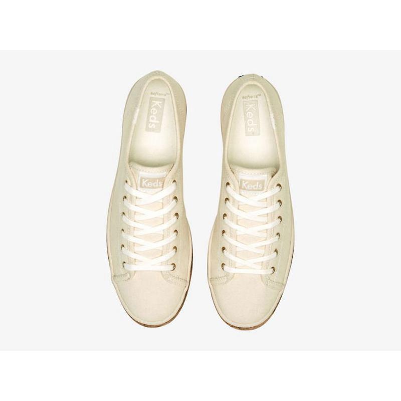 Keds Triple Kick Cork Foxing Lace Ups Kadın Bej Rengi | GYXRZ-2793