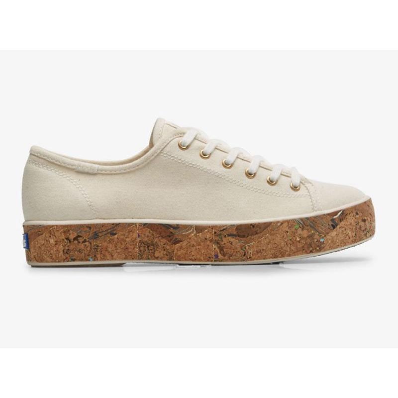 Keds Triple Kick Cork Foxing Lace Ups Kadın Bej Rengi | GYXRZ-2793