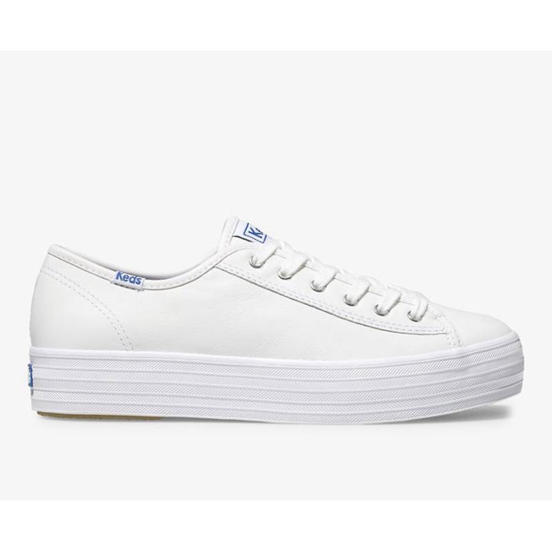 Keds Triple Kick Deri Lace Ups Kadın Beyaz | YHCPD-2970