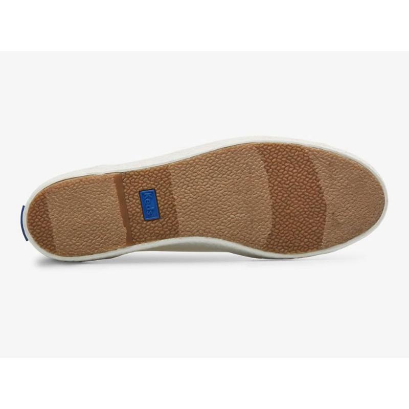 Keds Triple Kick Kanvas Emboss Foxing Lace Ups Kadın Beyaz | NDGBC-7983