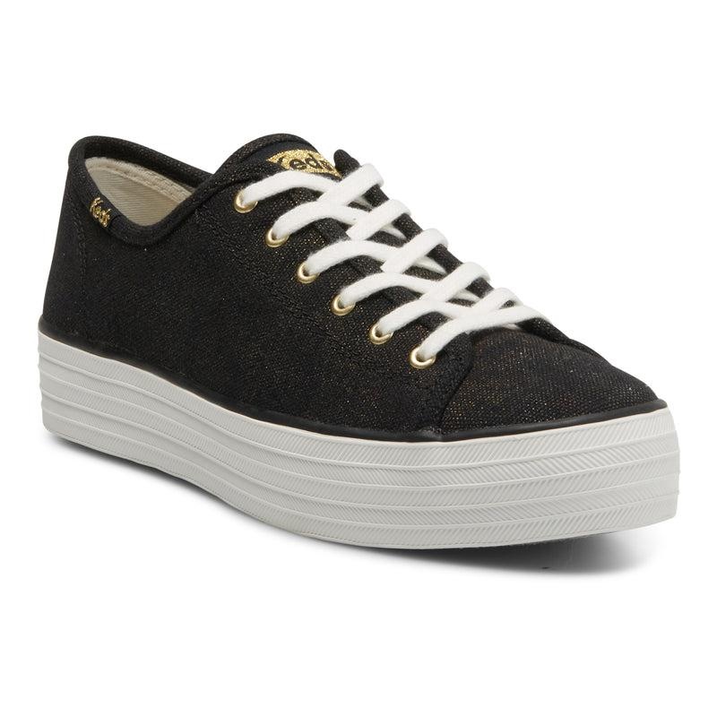 Keds Triple Kick Metallic Canvas Kadın Black/Gold | XNKSY-9204