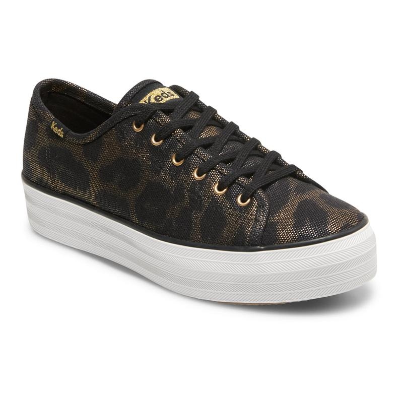 Keds Triple Kick Metallic Kanvas Canvas Kadın Siyah | HOJNB-1342
