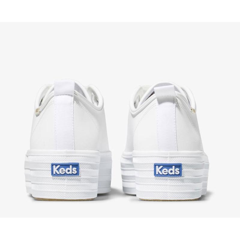 Keds Triple Up Deri Lace Ups Kadın Beyaz | QOHUF-9340