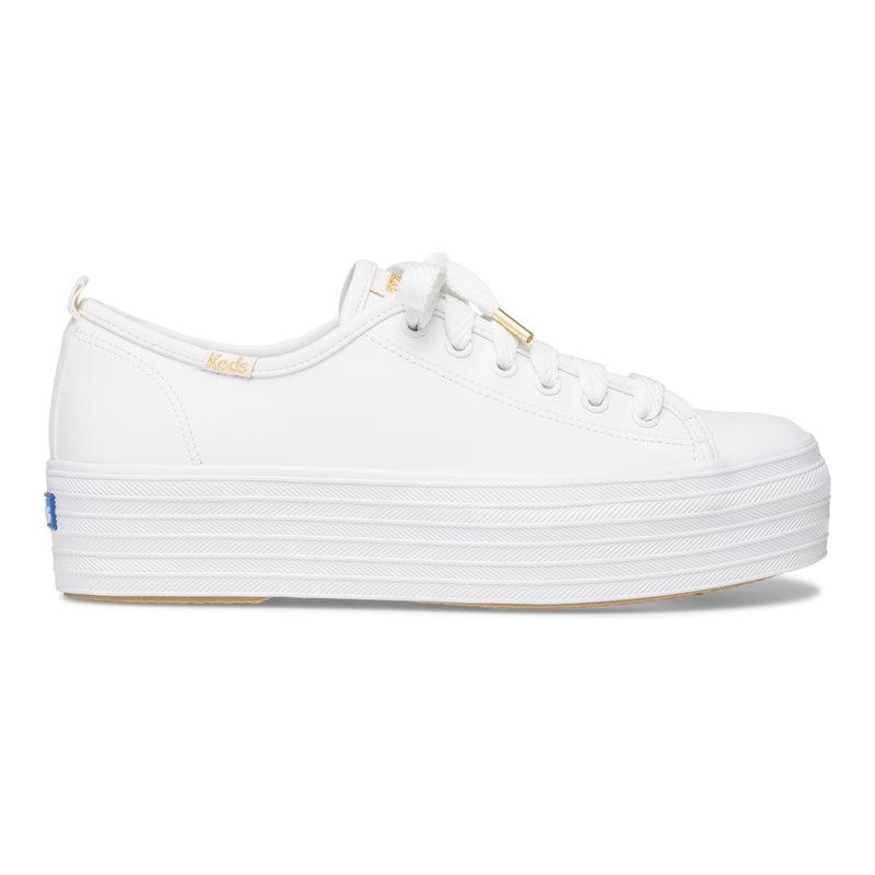 Keds Triple Up Deri Platform Sneakers Kadın Beyaz | OITMK-5074