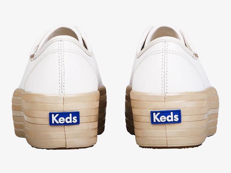Keds Triple Up Deri Shine Foxing Leather Sneakers Kadın Beyaz | ZIFCS-0947
