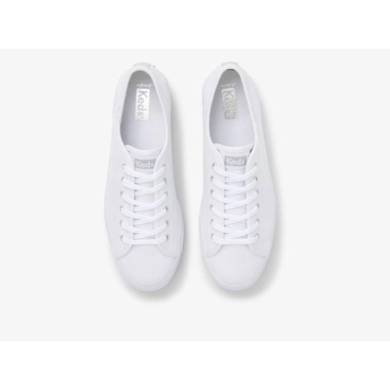 Keds Triple Up Kanvas Platform Sneakers Kadın Beyaz | UTLHX-8721