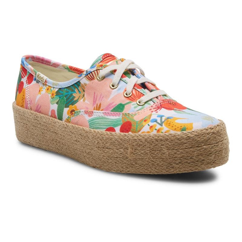Keds x Rifle Paper Co. The Platform Jute Prints Kadın White/Multicolor | PCGVB-1495