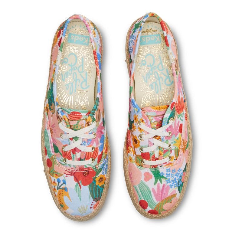Keds x Rifle Paper Co. The Platform Jute Canvas Kadın White/Multicolor | IYZLJ-3769