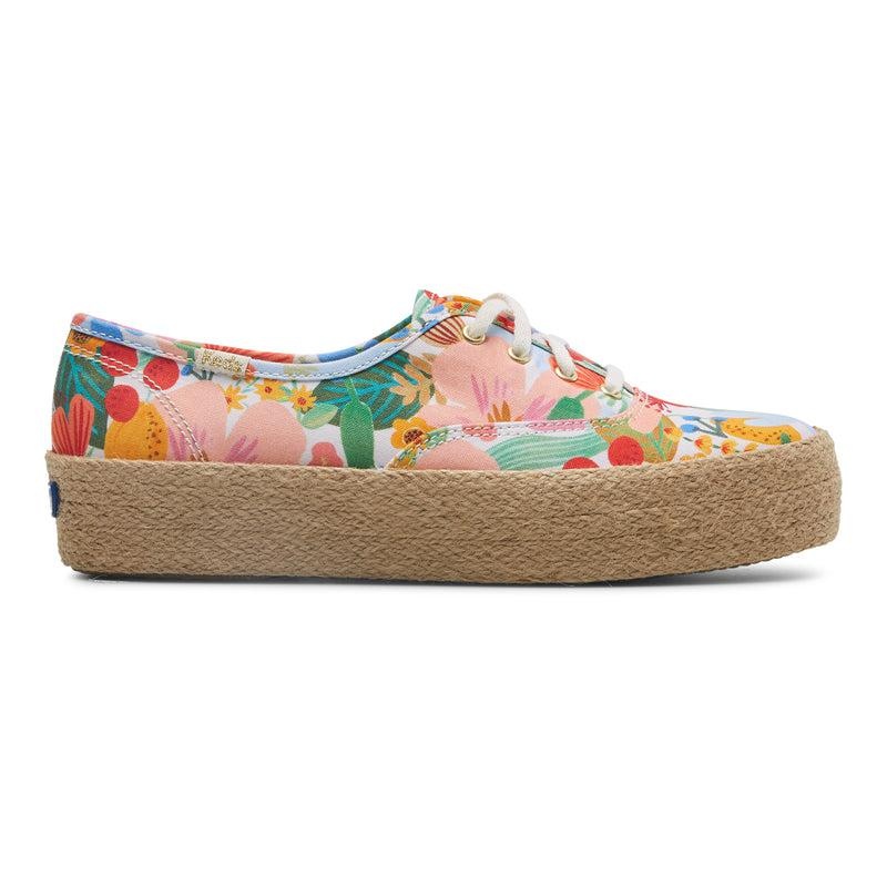 Keds x Rifle Paper Co. The Platform Jute Canvas Kadın White/Multicolor | IYZLJ-3769