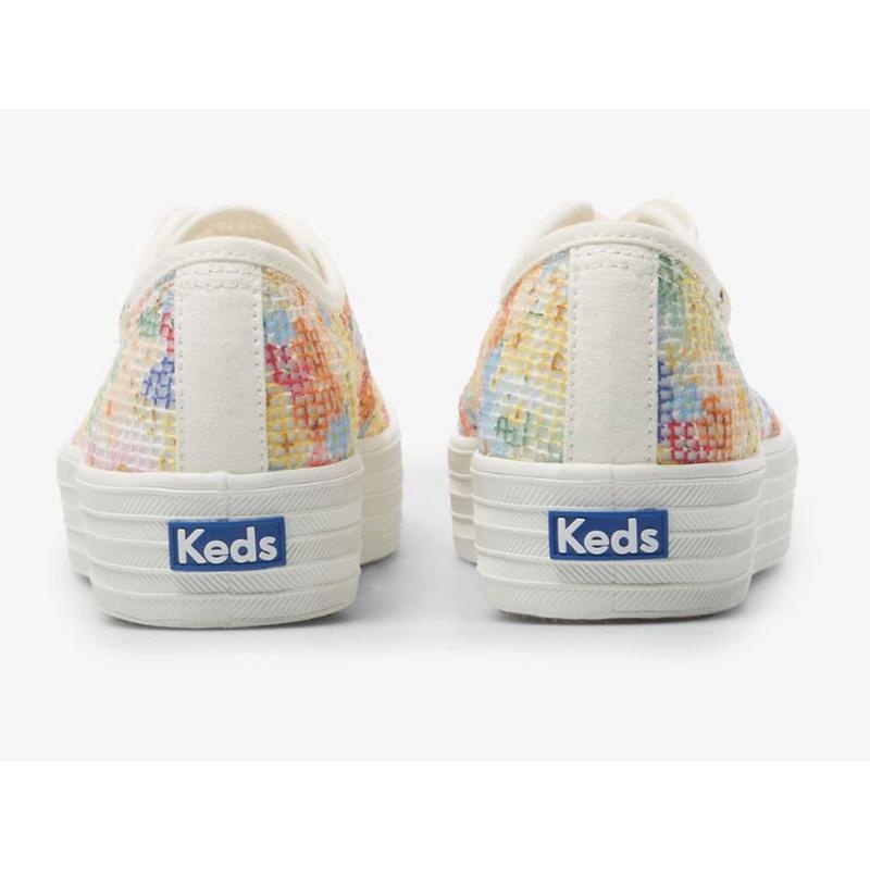Keds x Rifle Paper Co. Triple Kick Mesh Margaux Platform Sneakers Kadın Beyaz Renkli | IUZQD-5803