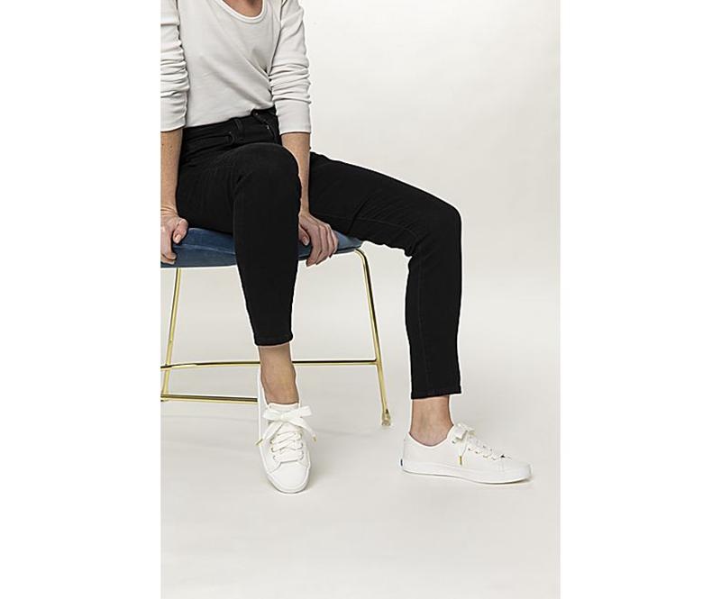 Keds x kate spade new york Kickstart Logo Foxing Canvas Kadın Beyaz | WXLYO-4253