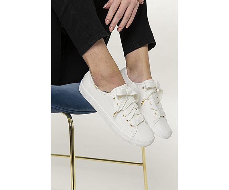 Keds x kate spade new york Kickstart Logo Foxing Canvas Kadın Beyaz | WXLYO-4253