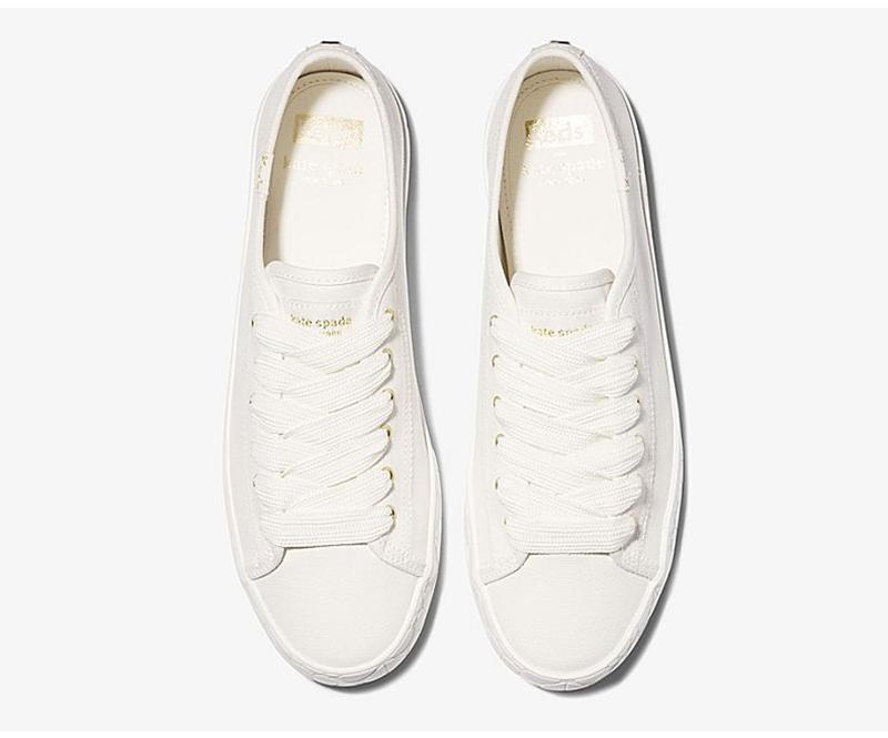 Keds x kate spade new york Kickstart Logo Foxing Canvas Kadın Beyaz | WXLYO-4253